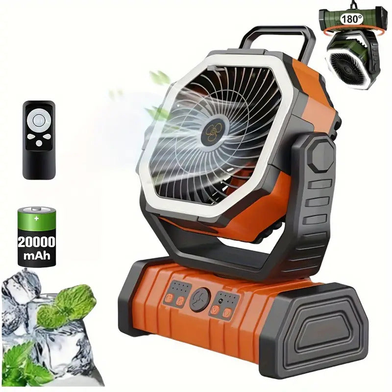 Ventilateur de camping USB rechargeable avec lumière LED