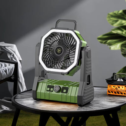 Ventilateur de camping USB rechargeable avec lumière LED