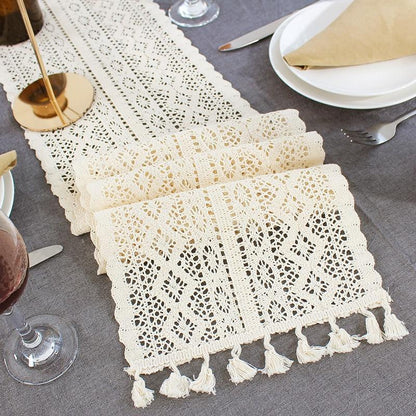 IceOlix Chemin de table au crochet 100 % coton