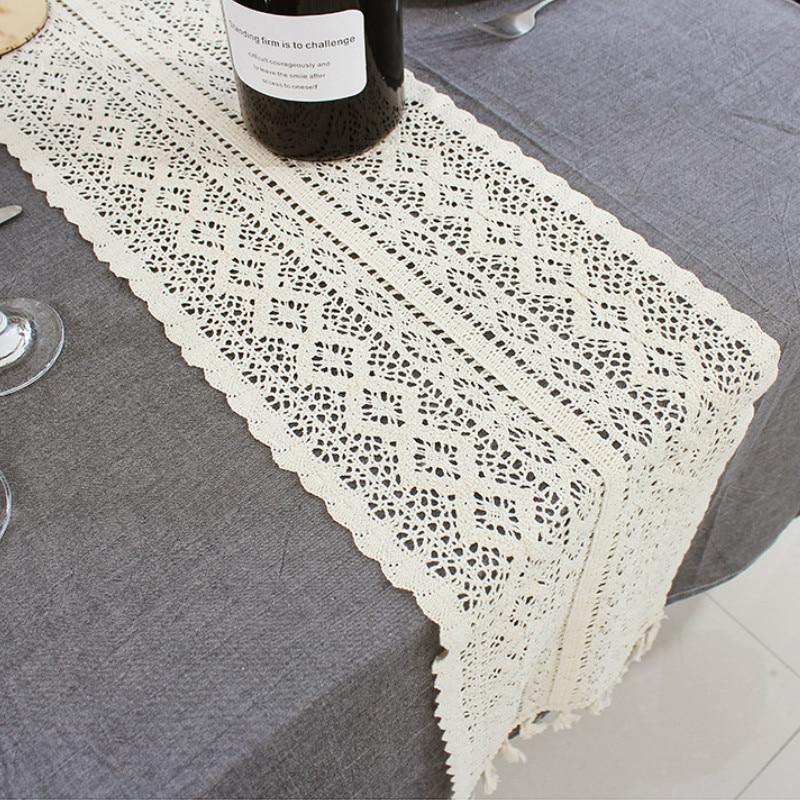 IceOlix Chemin de table au crochet 100 % coton