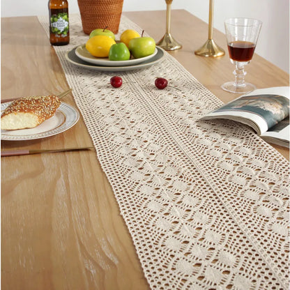 Chemin de Table Beige au crochet 100 % coton– Élégance et Authenticité !