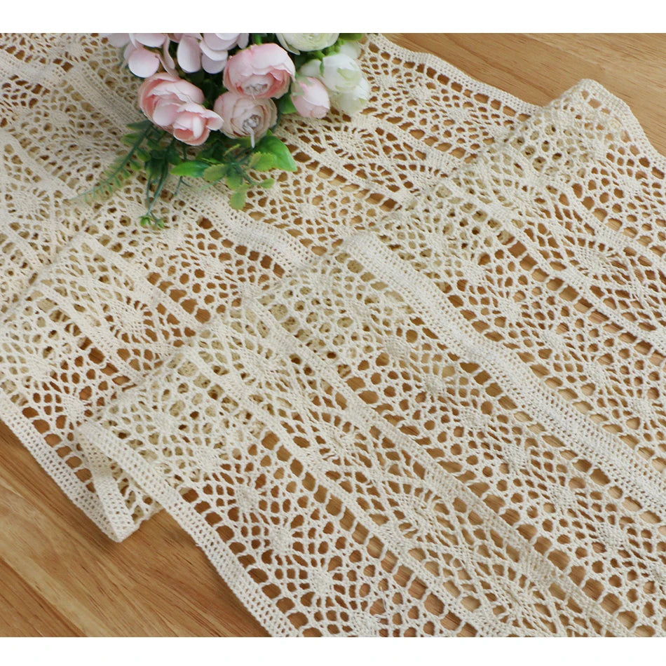 Chemin de Table Beige au crochet 100 % coton– Élégance et Authenticité !